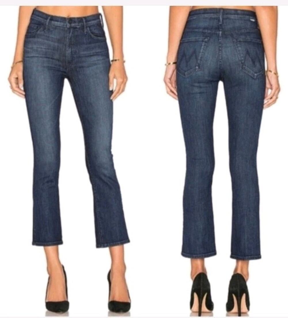 Mother Insider Crop Twilight Magic Blue Cotton Blend Jeans 29